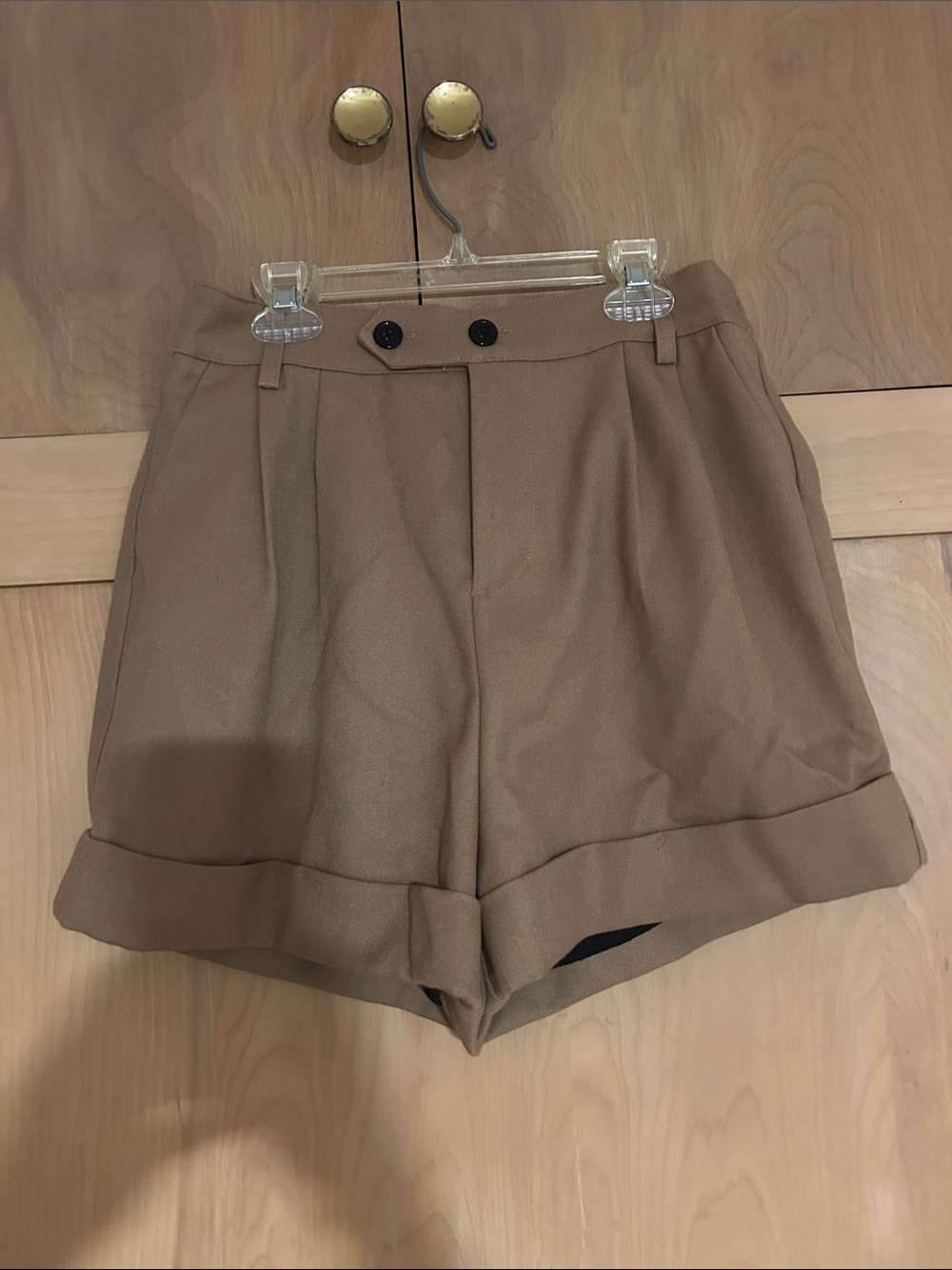 Cider High-Waist Cuffed Bermuda Shorts in Brown